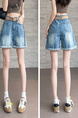 Trendy Brand Hot Style Recommendation – Thin Denim Shorts for Women in Light Blue – High Waist Loose Crotch-Covering Design