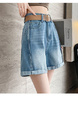 Trendy Brand Hot Style Recommendation – Thin Denim Shorts for Women in Light Blue – High Waist Loose Crotch-Covering Design