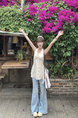 New Elastic Flared Denim Trousers for Women in Light Wash Blue
