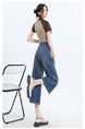 New Lazy Style Cropped Jeans for Women in Dark Blue