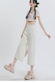 New Lazy Style Cropped Jeans for Women in Cream