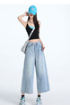 New Lazy Style Cropped Jeans for Women in Light Wash