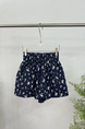 New Korean Style Floral Shorts for Women in Navy Blue