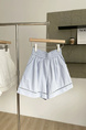 New Korean Style Light Blue Hollow Wide-Leg Shorts for Women