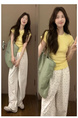 Korean Version of Polka Dot Cream Yamamoto Pants for Women
