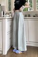 Korean Pure Cotton Summer All-Match Light Green Wide-Leg Pants
