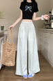 Korean Pure Cotton Summer All-Match Light Green Wide-Leg Pants