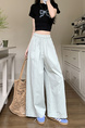 Korean Pure Cotton Summer All-Match Light Green Wide-Leg Pants