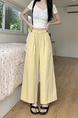 Korean Pure Cotton Summer All-Match Pale Yellow Wide-Leg Pants