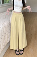 Korean Pure Cotton Summer All-Match Pale Yellow Wide-Leg Pants