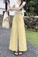 Korean Pure Cotton Summer All-Match Pale Yellow Wide-Leg Pants