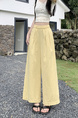 Korean Pure Cotton Summer All-Match Pale Yellow Wide-Leg Pants