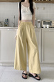 Korean Pure Cotton Summer All-Match Pale Yellow Wide-Leg Pants