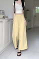 Korean Pure Cotton Summer All-Match Pale Yellow Wide-Leg Pants