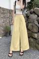 Korean Pure Cotton Summer All-Match Pale Yellow Wide-Leg Pants