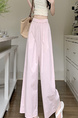 Korean Pure Cotton Summer All-Match Light Pink Wide-Leg Pants