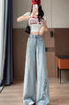 Light Blue Wide-Leg Scimitar Jeans for Women