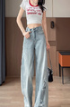 Light Blue Wide-Leg Scimitar Jeans for Women