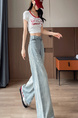 Light Blue Wide-Leg Scimitar Jeans for Women