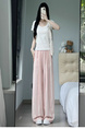 Pink and White Striped Cotton and Linen Wide-Leg Pants for Women - Summer Thin 2025 New High Waist Drape Linen Casual Vertical Stripes