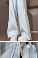 Light Blue Embroidered Butterfly Ice Silk Yamamoto Pants for Women - Summer 2025 New Casual Lazy Walking Drape Wide Leg Pants