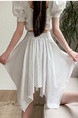 White Ice Silk Irregular Skirt - Women's New Style All-Match Slim Short Skirt Hip-Covering Casual Skirt