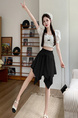Black Ice Silk Irregular Skirt - Women's New Style All-Match Slim Short Skirt Hip-Covering Casual Skirt