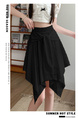 Black Ice Silk Irregular Skirt - Women's New Style All-Match Slim Short Skirt Hip-Covering Casual Skirt
