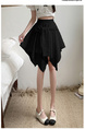 Black Ice Silk Irregular Skirt - Women's New Style All-Match Slim Short Skirt Hip-Covering Casual Skirt