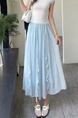 Light Blue Ruffle Skirt for Women - Summer High Waist Slimming Cover Cross Lace Big Swing Skirt