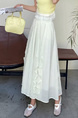 Ivory Ruffle Skirt - Women's Summer High Waist Slimming Cover Cross Lace Big Swing Skirt