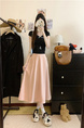 Large Size Spot Skirt Spring and Summer Korean Version Ins High Waist Slim Medium and Long Drape Pleated in Soft Pink