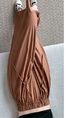 Real Shot of New Summer Women's Korean Style Elastic Waist Slim Medium-Length Wide-Leg Pants Skirt in Dark Brown