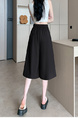 Real Shot of New Summer Women's Korean Style Elastic Waist Slim Medium-Length Wide-Leg Pants Skirt in Black