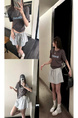 MIU Series Sports Short Skirt Pants Women's Summer New Elastic Waist Small Umbrella Skirt High Waist A-Line Skirt in Light Blue