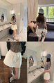 MIU Series Sports Short Skirt Pants Women's Summer New Elastic Waist Small Umbrella Skirt High Waist A-Line Skirt in Cream