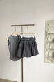 Summer New Korean Style Sweet Age-Reducing All-Match Flower Bud Skirt Women's High Waist Slim A-Line Skirt with Belt in Gray