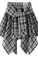 Korean Design Irregular Plaid Skirt Women's Spring and Summer New Fashionable Hot Girl Skirt Casual College Short in Navy Blue and Beige