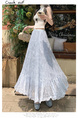 Real Shot of French Mesh Skirt for Women - Summer 2025 New High Waist Slim Drape A-Line Long Skirt Pleated Skirt in Light Blue