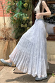 Real Shot of French Mesh Skirt for Women - Summer 2025 New High Waist Slim Drape A-Line Long Skirt Pleated Skirt in Light Blue