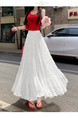 Real Shot of French Mesh Skirt for Women - Summer 2025 New High Waist Slim Drape A-Line Long Skirt Pleated Skirt in White