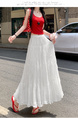 Real Shot of French Mesh Skirt for Women - Summer 2025 New High Waist Slim Drape A-Line Long Skirt Pleated Skirt in White