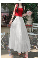 Real Shot of French Mesh Skirt for Women - Summer 2025 New High Waist Slim Drape A-Line Long Skirt Pleated Skirt in White