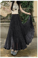 Real Shot of French Mesh Skirt for Women - Summer 2025 New High Waist Slim Drape A-Line Long Skirt Pleated Skirt in Black