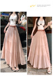 Real Shot Cotton and Linen Cake Skirt Women's Summer 2025 New Korean Version A-Line Skirt High Waist Long Skirt Belt - Soft Pink