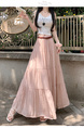 Real Shot Cotton and Linen Cake Skirt Women's Summer 2025 New Korean Version A-Line Skirt High Waist Long Skirt Belt - Soft Pink