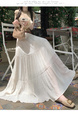 Real Shot Cotton and Linen Cake Skirt Women's Summer 2025 New Korean Version A-Line Skirt High Waist Long Skirt Belt - Cream White