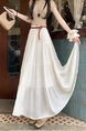 Real Shot Cotton and Linen Cake Skirt Women's Summer 2025 New Korean Version A-Line Skirt High Waist Long Skirt Belt - Cream White