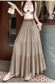 Real Shot Cotton and Linen Cake Skirt Women's Summer 2025 New Korean Version A-Line Skirt High Waist Long Skirt Belt - Beige