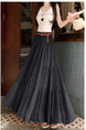 Real Shot Cotton and Linen Cake Skirt Women's Summer 2025 New Korean Version A-Line Skirt High Waist Long Skirt Belt - Charcoal Black